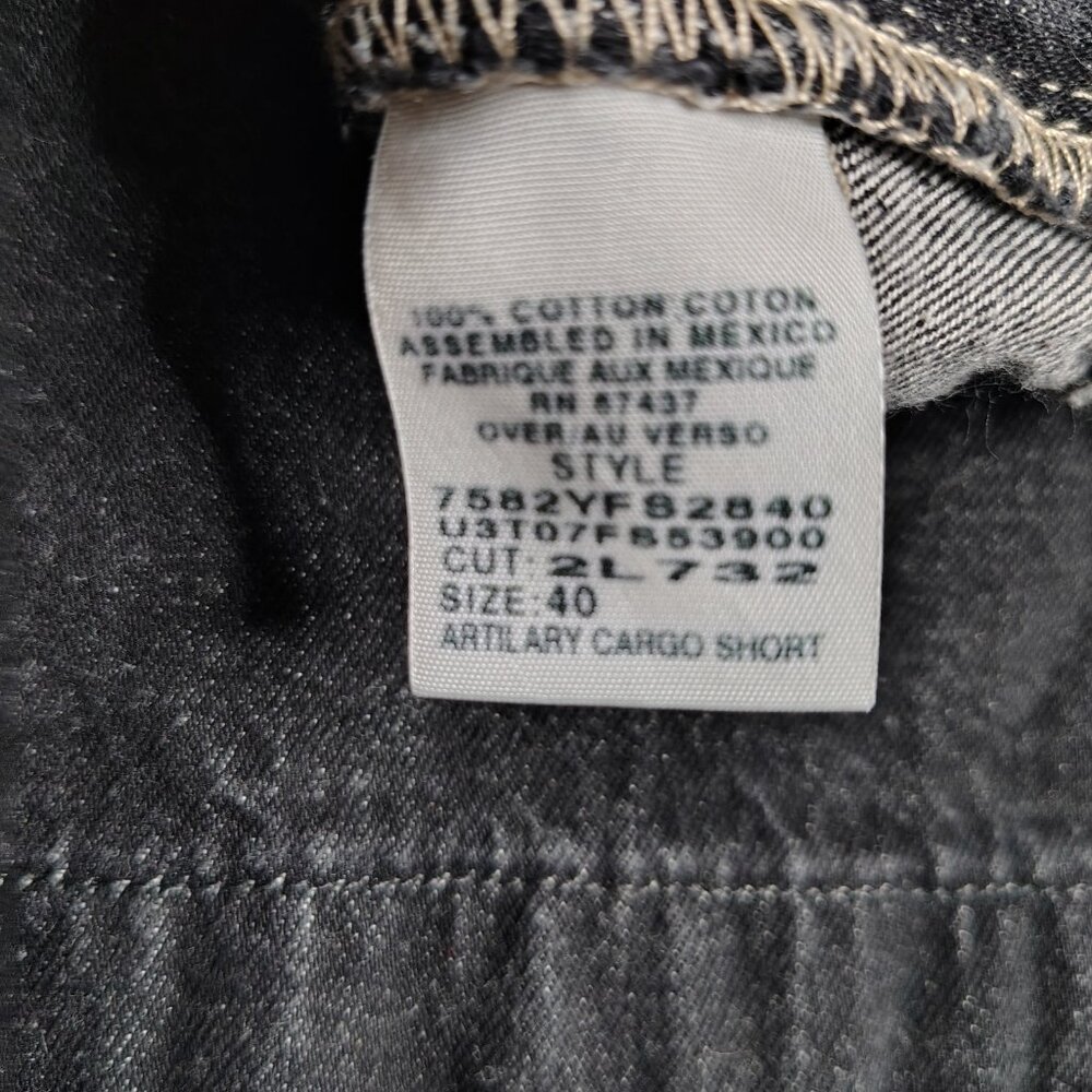 VINTAGE Polo Jeans Shorts Mens Size 40 Dark Wash Black Artillery Cargo Baggy Y2K - Picture 4 of 13